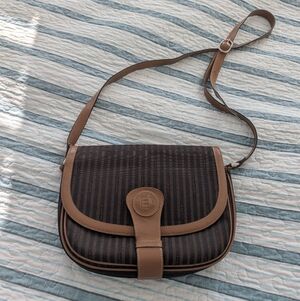 Fendi Elegant Brown Striped Crossbody Bag - Vintage
